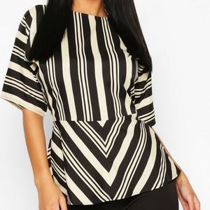 ⭐NWT Boohoo Top Black Cream Top chevron
